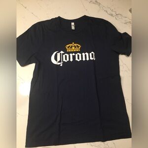 Corona Shirt LARGE Dark Navy Blue Mexican Beer Logo